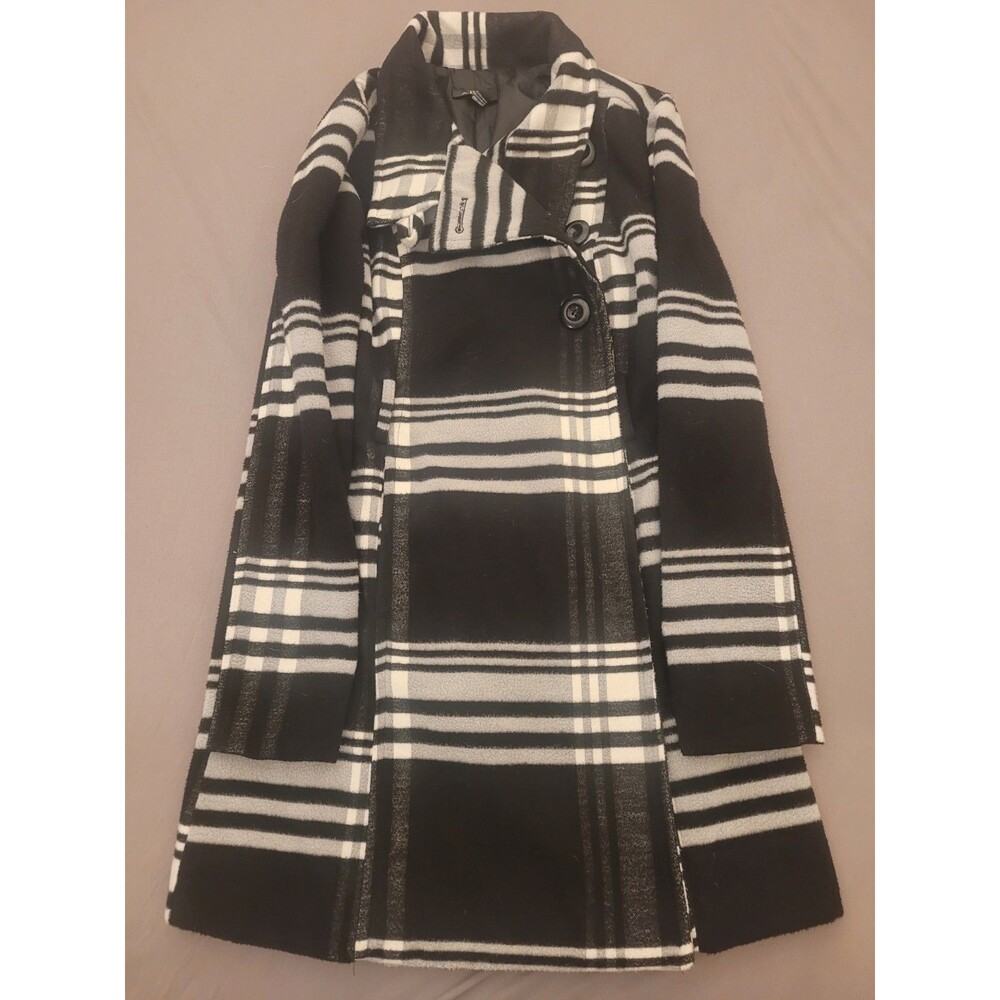 A. Byer Plaid Polyester Blend Double Breasted Women’s Pea Coat Cowl Collar Small